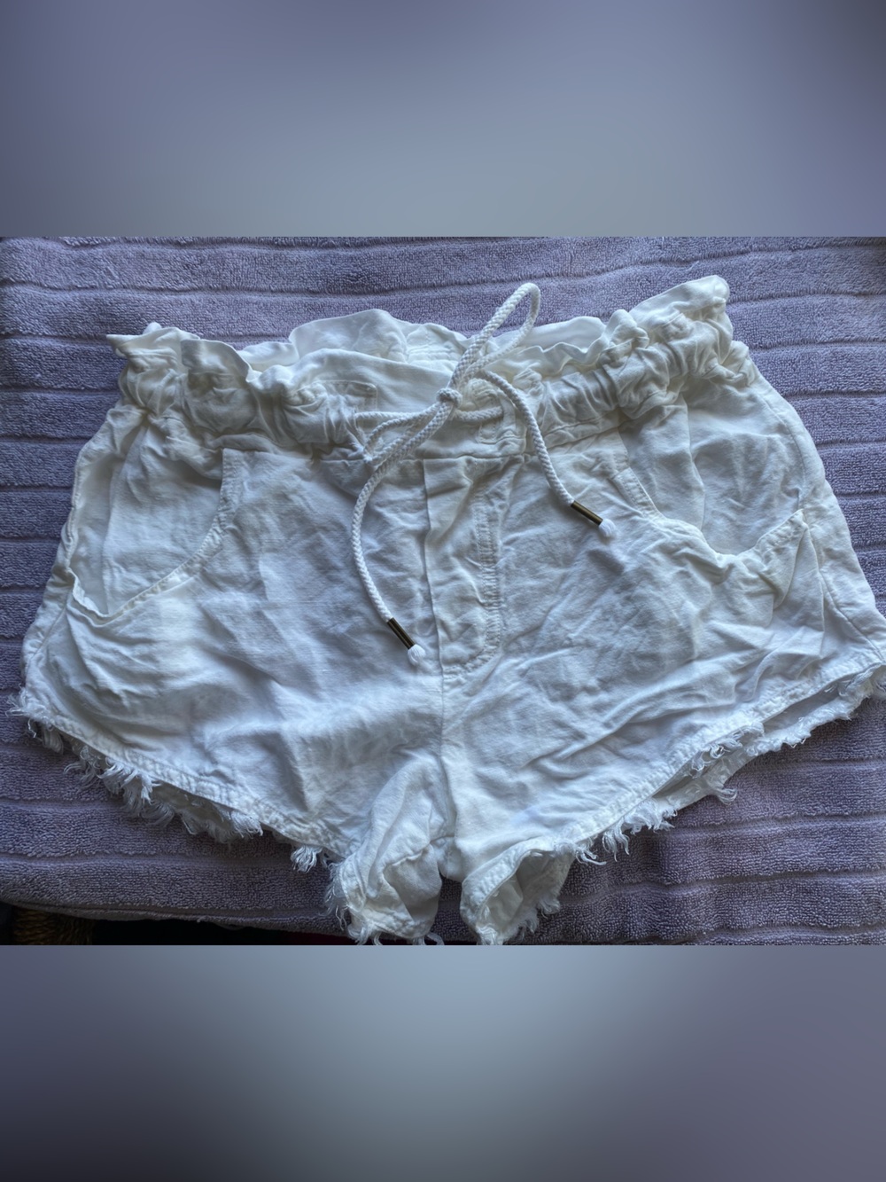 YFB Young Fabulous & Broke Izzy Linen Blend Paperbag Shorts White XS